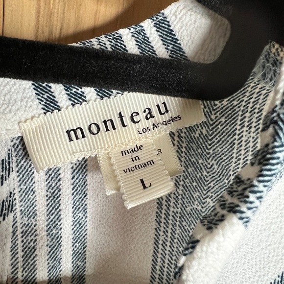 Monteau Los Angeles Women's Large Striped‎ Sleeveless V-Neck Jumpsuit Pockets - Picture 3 of 8